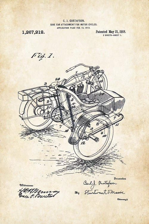 Harley Davidson Motorcycle Sidecar (1918)