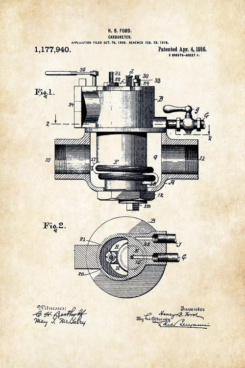 Henry Ford Carbureter by Patent77 wall art