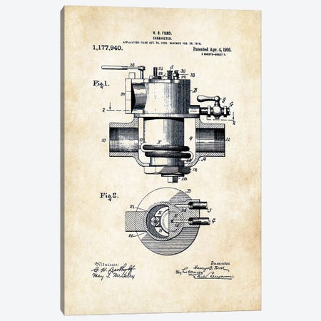 Henry Ford Carbureter Canvas Print #PTN143} by Patent77 Canvas Wall Art