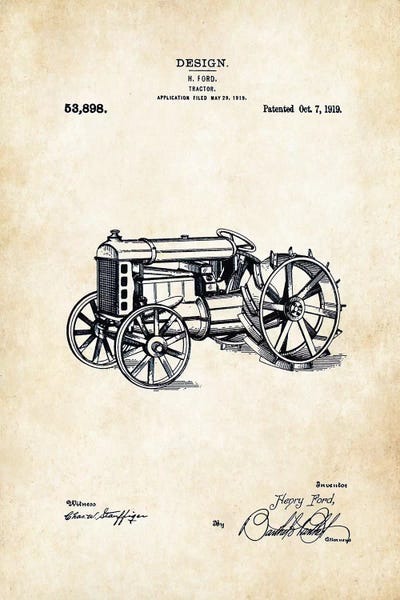 Henry Ford Tractor by Patent77 framed canvas print