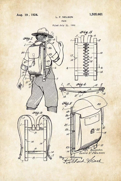 Hiking and Camping Backpack by Patent77 wall art