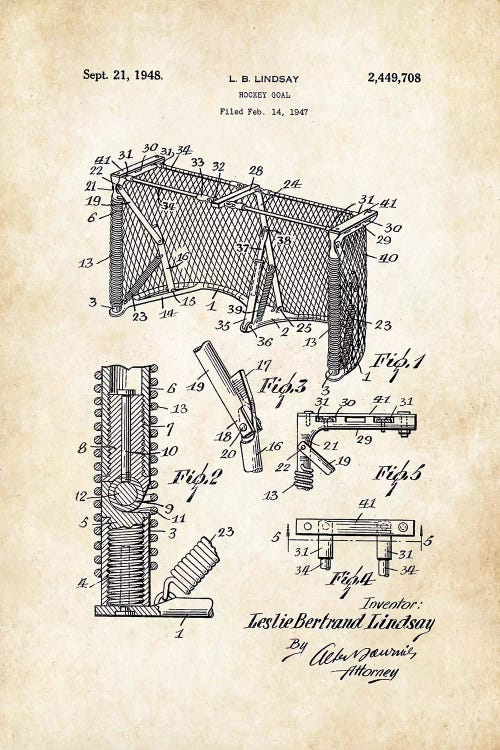 Hockey Goal by Patent77 wall art