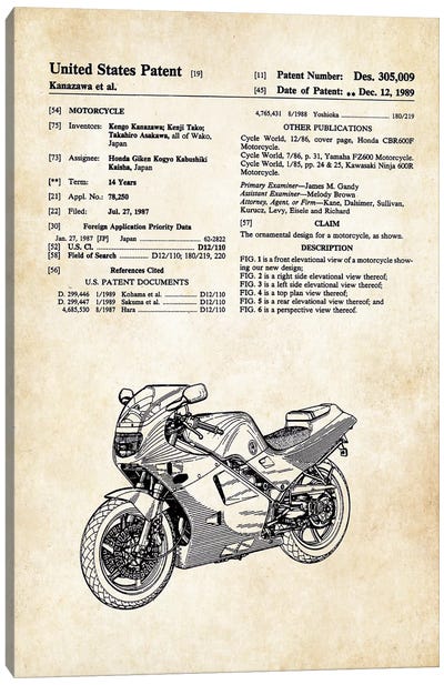 Honda Motorcycle Canvas Art Print - Motorcycle Blueprints