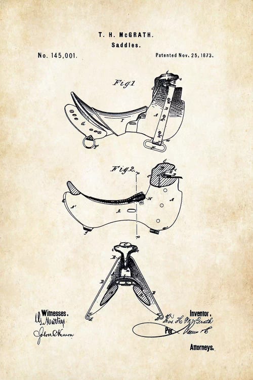 Horse Saddle (1873) by Patent77 wall art
