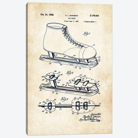 Ice Skates Canvas Print #PTN153} by Patent77 Art Print