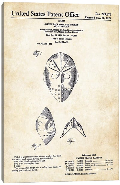 Jason Voorhees Hockey Mask Canvas Art Print - Patent77