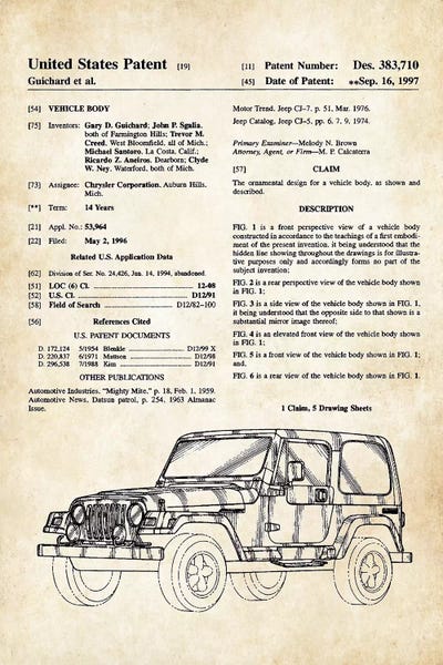 Automobile Blueprints: Jeep Wrangler by Patent77