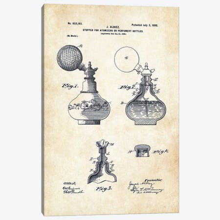 Antique Perfume Bottle Canvas Print #PTN15} by Patent77 Canvas Art Print