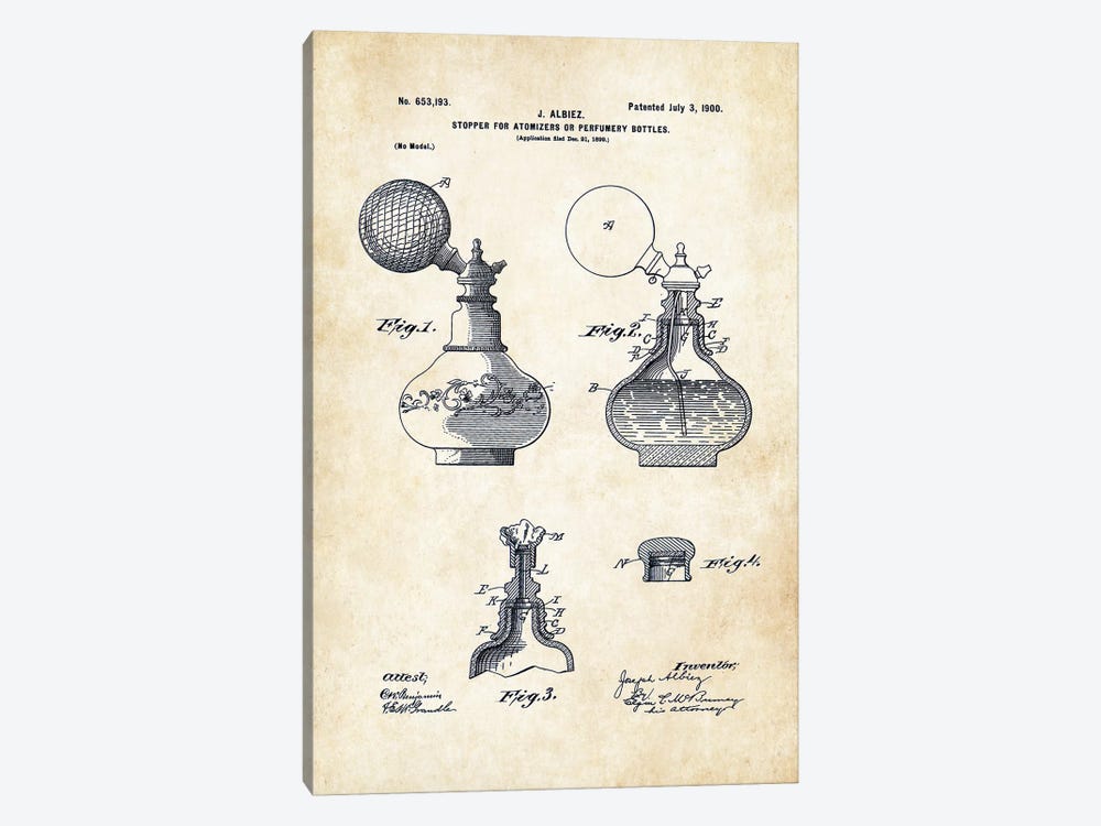Antique Perfume Bottle by Patent77 1-piece Canvas Art Print
