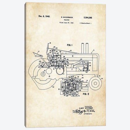 John Deere Tractor Canvas Print #PTN160} by Patent77 Canvas Wall Art