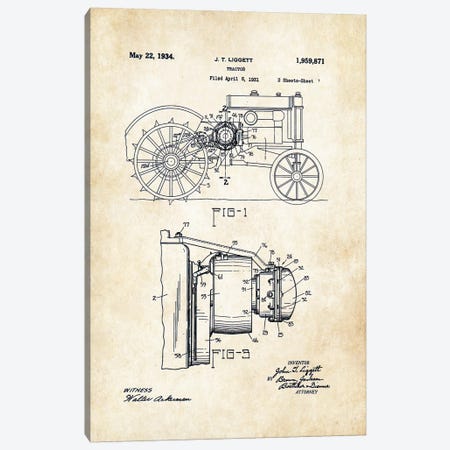 John Deere Tractor (1934) Canvas Print #PTN162} by Patent77 Canvas Art