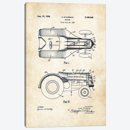 John Deere Tractor (1939) Canvas Print #PTN163} by Patent77 Canvas Artwork