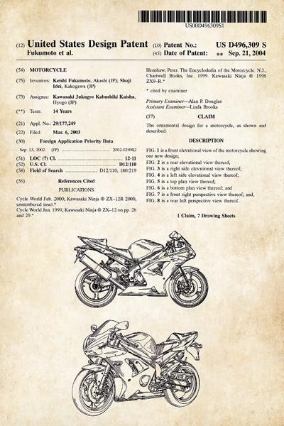 Motorcycle Blueprints: Kawasaki Ninja Motorcycle by Patent77