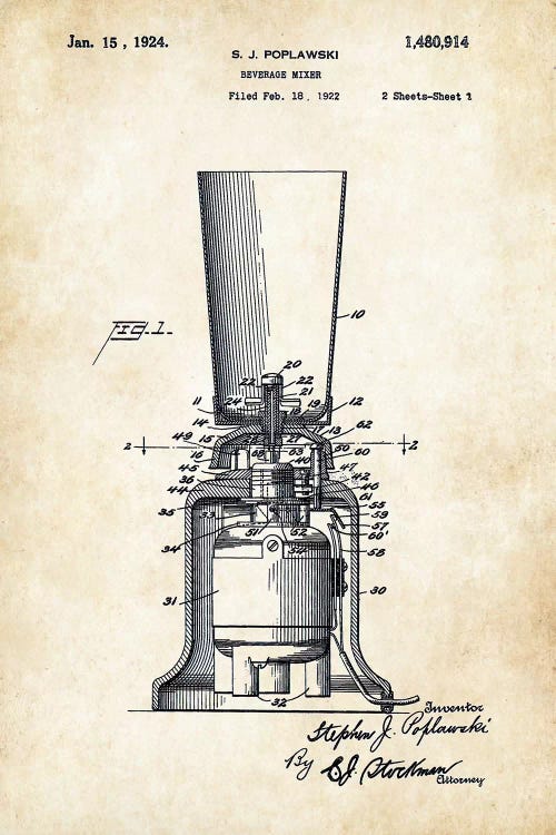 Kitchen Blender (1924) by Patent77 wall art