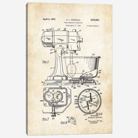 Kitchen Mixer Canvas Print #PTN166} by Patent77 Canvas Art Print
