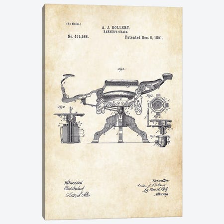 Kochs Barber Chair (1891) Canvas Print #PTN167} by Patent77 Art Print