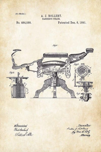 Beauty & Personal Care Blueprints: Kochs Barber Chair (1891) by Patent77