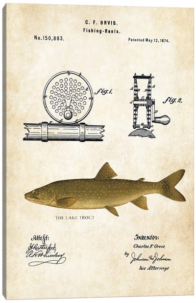 Lake Trout Fishing Lure Canvas Art Print - Sports Blueprints
