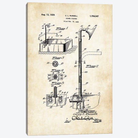 Antique Shower Canvas Print #PTN16} by Patent77 Art Print