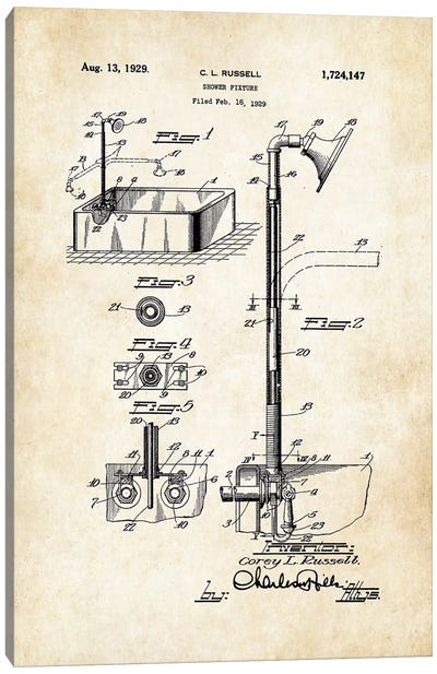 Antique Shower Canvas Art Print - Patent77