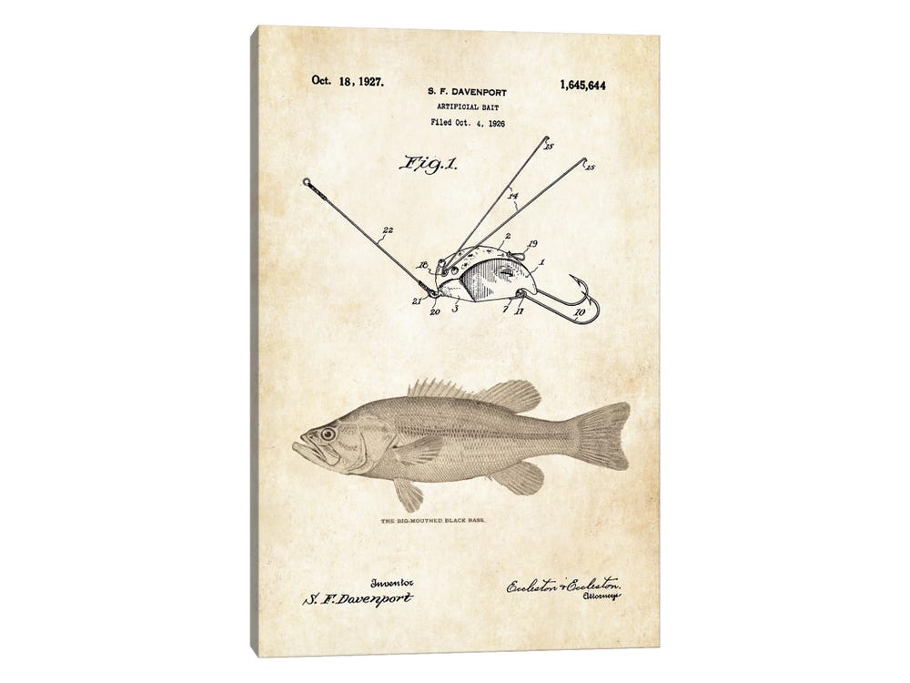 Largemouth Bass Fishing Lure Canvas Print by Patent77