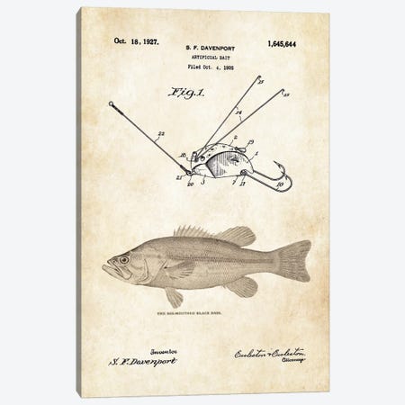 Largemouth Bass Fishing Lure Canvas Print #PTN170} by Patent77 Art Print