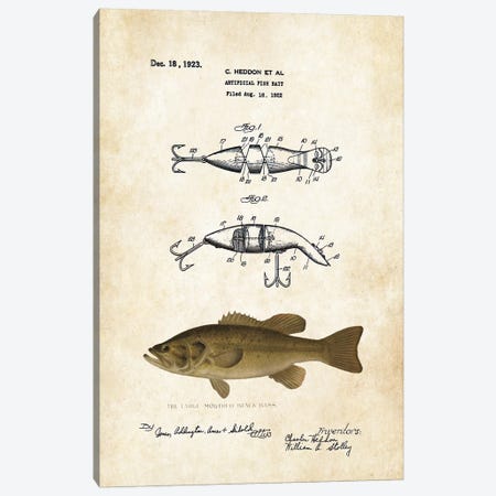 Largemouth Bass Fishing Lure Canvas Print #PTN171} by Patent77 Canvas Art Print