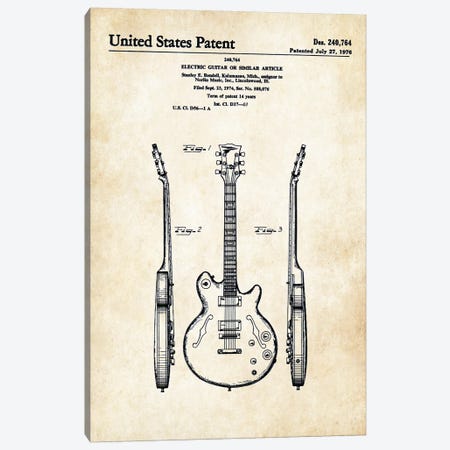 Les Paul Guitar (ES-335) Canvas Print #PTN173} by Patent77 Canvas Print