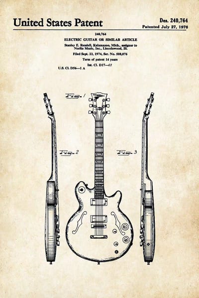 Music Blueprints: Les Paul Guitar (ES-335) by Patent77