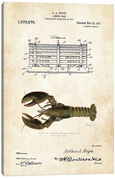 Lobster Trap  Canvas Art Print - Patent77
