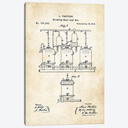 Louis Pasteur Beer Brewing Canvas Print #PTN176} by Patent77 Canvas Artwork