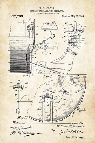 Music Blueprints: Ludwig Drym and Cymbal by Patent77