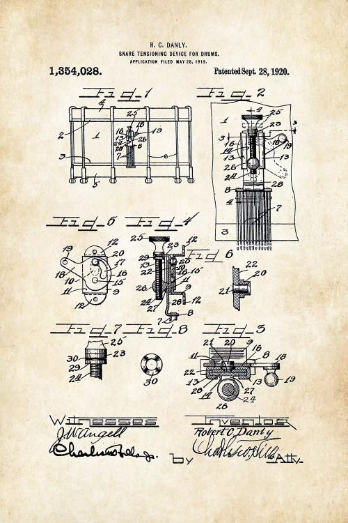 Ludwig Pioneer Snare Drum by Patent77 wall art