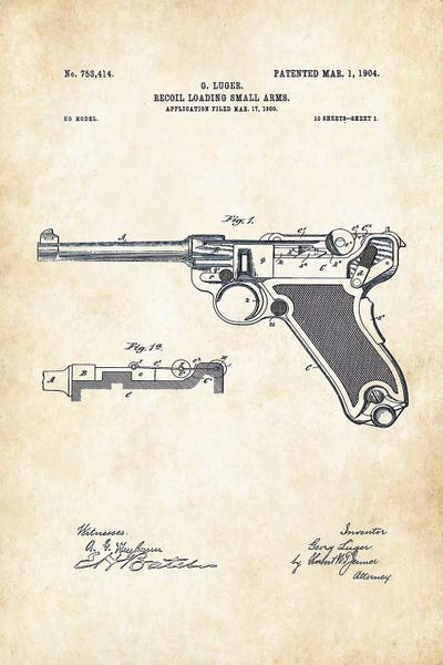 Weapon Blueprints: Luger P 08 Pistol by Patent77