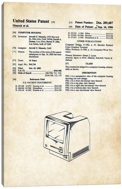 Apple Macintosh Computer Canvas Art Print - Patent77