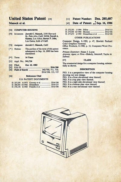 Household Goods Blueprints: Apple Macintosh Computer by Patent77