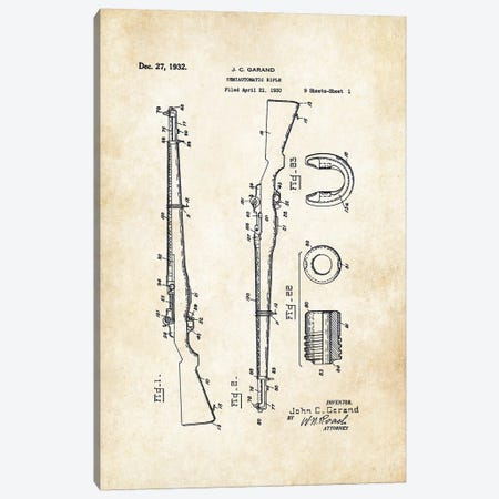 M1 Garand Rifle Canvas Print #PTN180} by Patent77 Canvas Artwork