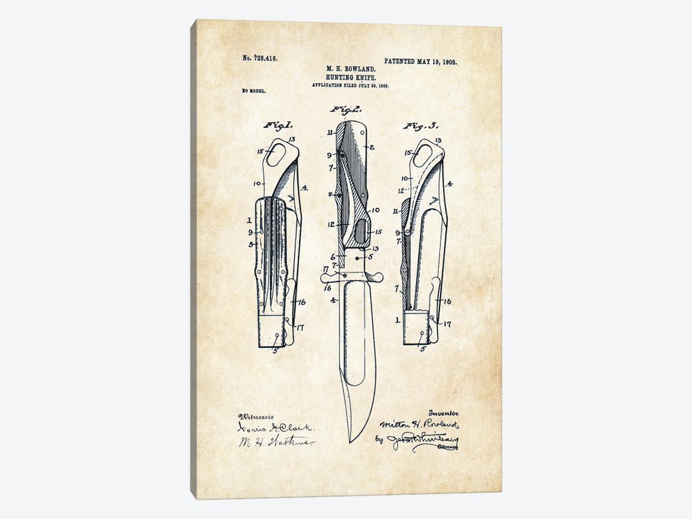 Marble's Safety Folding Knife by Patent77 1-piece Canvas Art Print