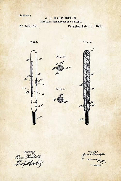Medical Thermometer (1898) by Patent77 wall art