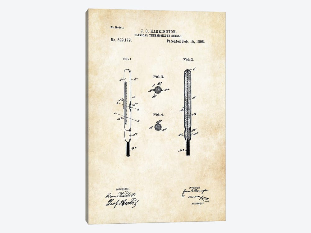 Medical Thermometer (1898) by Patent77 1-piece Canvas Artwork