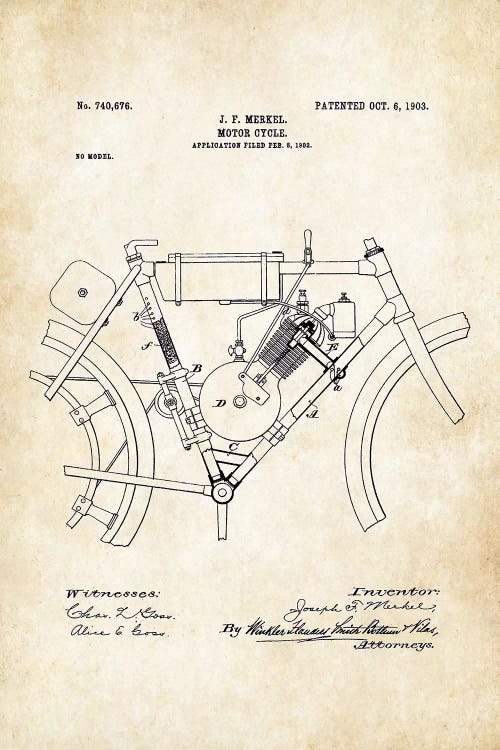Merkel Motorcycle (1903) by Patent77 wall art