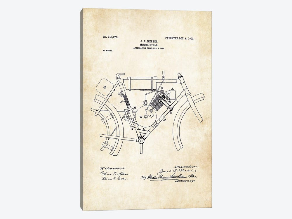 Merkel Motorcycle (1903) by Patent77 1-piece Art Print