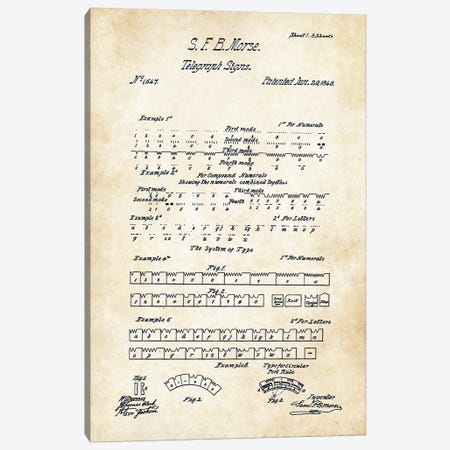 Morse Code (1840) Canvas Print #PTN186} by Patent77 Art Print