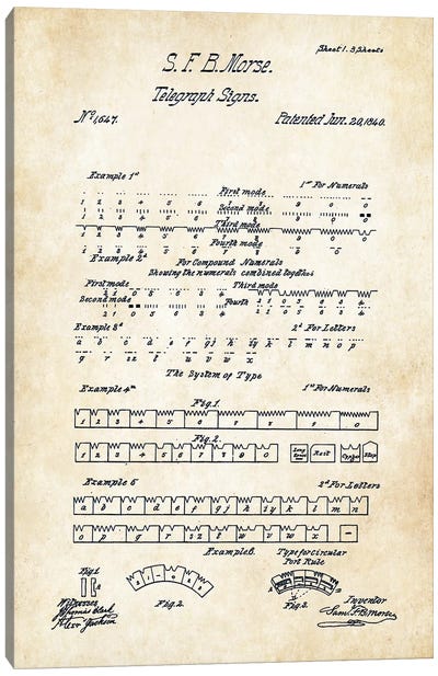 Morse Code (1840) Canvas Art Print - Patent77
