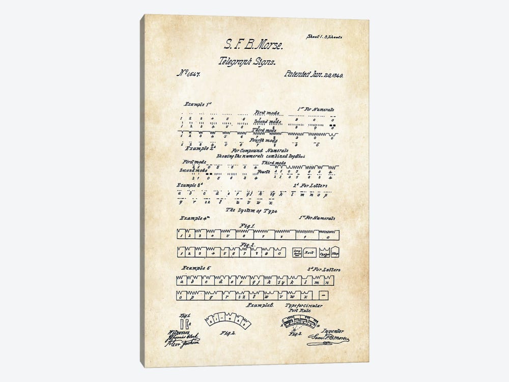 Morse Code (1840) by Patent77 1-piece Canvas Art