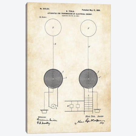 Nikola Tesla Coil (1900) Canvas Print #PTN190} by Patent77 Canvas Print
