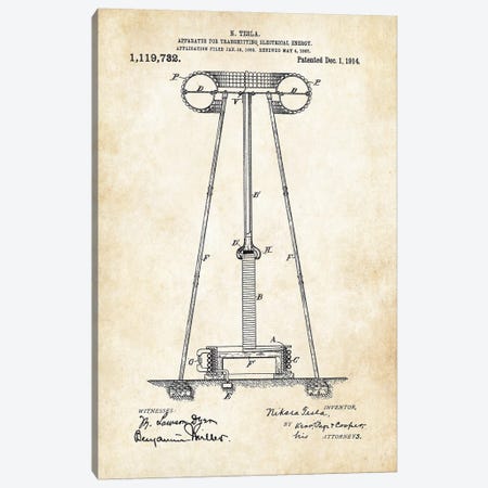 Nikola Tesla Electrical Tower Canvas Print #PTN191} by Patent77 Canvas Print