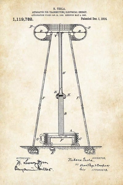 Electronics & Communication Blueprints: Nikola Tesla Electrical Tower by Patent77