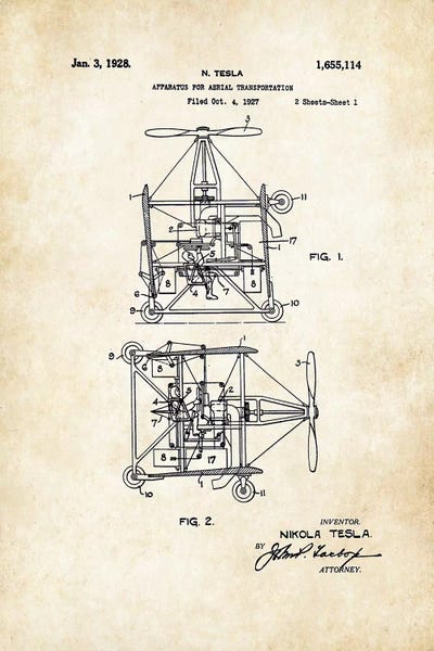 Aviation Blueprints: Nikola Tesla Helicopter by Patent77