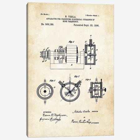 Nikola Tesla Radio Canvas Print #PTN197} by Patent77 Canvas Wall Art